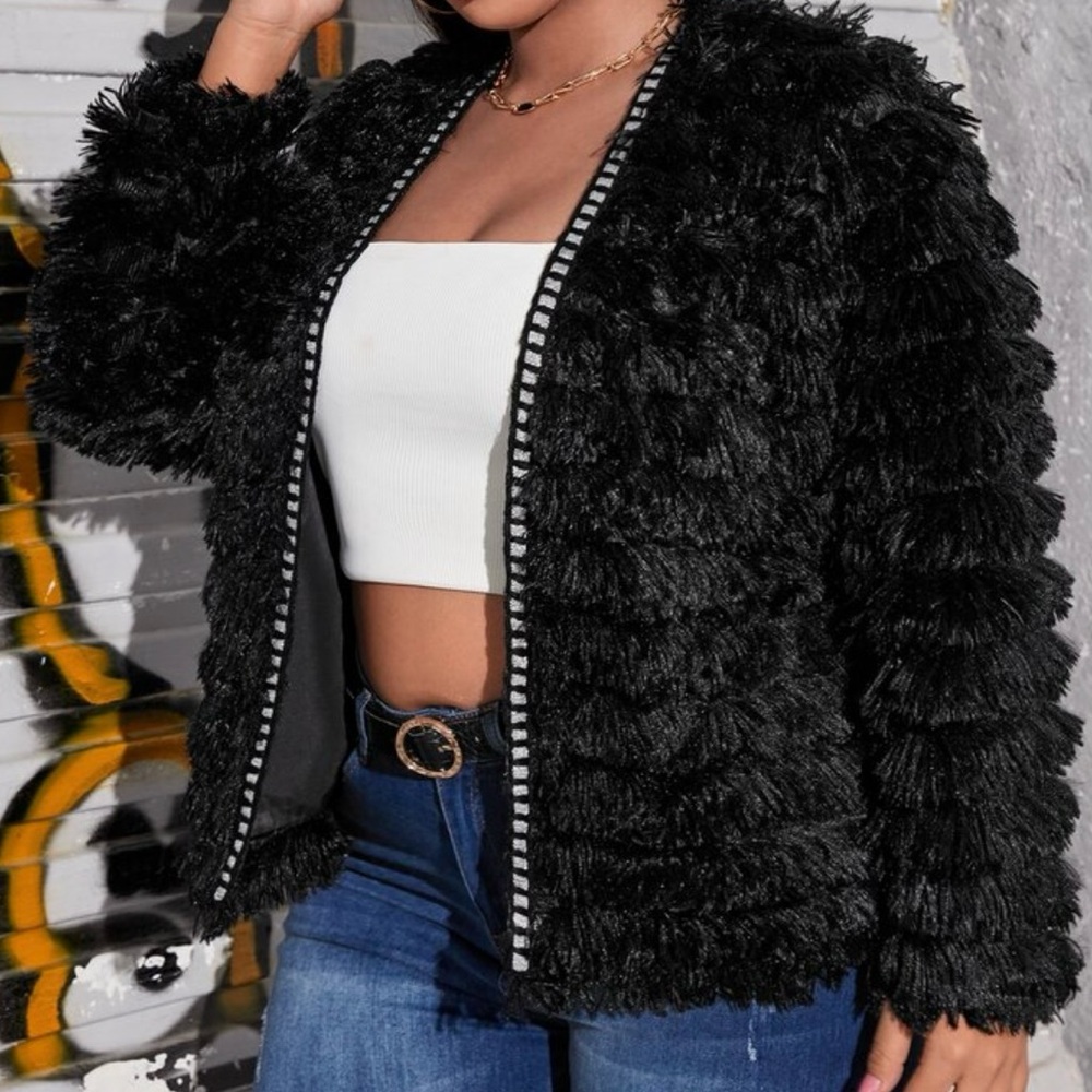 Black Faux Fur Jacket - Picture 1 of 4